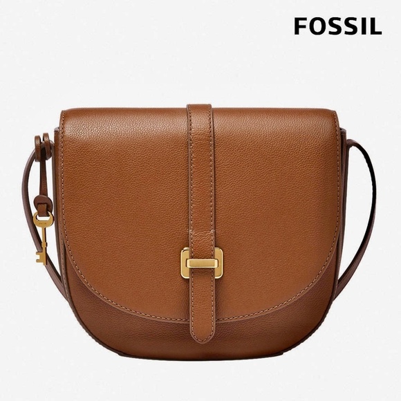 Brand New Fossil Emery Brown Leather Crossbody  Bag Handbag With Tag - Picture 1 of 10